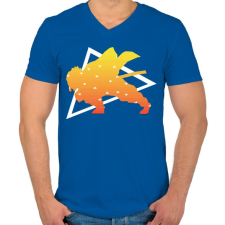 PRINTFASHION DS Katana - Férfi V-nyakú póló - Királykék férfi póló