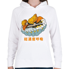 PRINTFASHION DS Tanjirou - Női kapucnis pulóver - Fehér női pulóver, kardigán