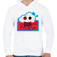 PRINTFASHION DSL Cloud Smiley #2 - Férfi kapucnis pulóver - Fehér férfi pulóver, kardigán