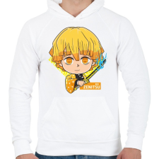 PRINTFASHION DT Zenitsu - Férfi kapucnis pulóver - Fehér férfi pulóver, kardigán