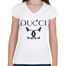 PRINTFASHION ducci.b - Női V-nyakú póló - Fehér női póló
