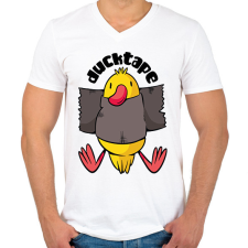 PRINTFASHION Ducktape - Férfi V-nyakú póló - Fehér férfi póló