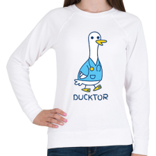 PRINTFASHION Ducktor - Női pulóver - Fehér női pulóver, kardigán