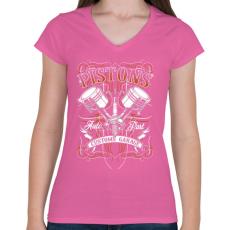 PRINTFASHION Dugattyúk - Női V-nyakú póló - Rózsaszín