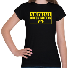 PRINTFASHION Dühös Játékos - Női póló - Fekete