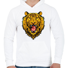 PRINTFASHION Dühös oroszlán - Férfi kapucnis pulóver - Fehér