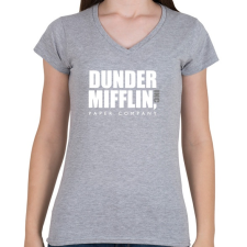 PRINTFASHION Dunder Mifflin - White - Női V-nyakú póló - Sport szürke női póló
