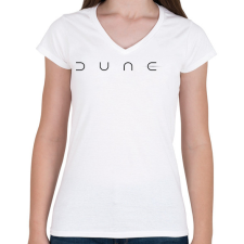 PRINTFASHION DUNE - Női V-nyakú póló - Fehér női póló