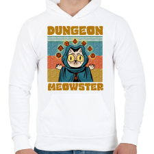 PRINTFASHION Dungeon meowster - Férfi kapucnis pulóver - Fehér férfi pulóver, kardigán