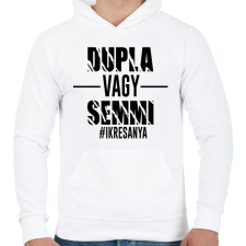 PRINTFASHION Dupla vagy semmi - #ikresanya - Férfi kapucnis pulóver - Fehér férfi pulóver, kardigán