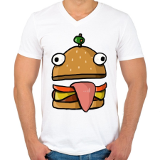 PRINTFASHION Durr burger - Fortnite - Férfi V-nyakú póló - Fehér férfi póló