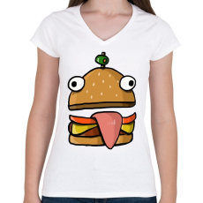 PRINTFASHION Durr burger - Fortnite - Női V-nyakú póló - Fehér