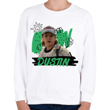PRINTFASHION Dustin - Stranger Things - Gyerek pulóver - Fehér gyerek pulóver, kardigán