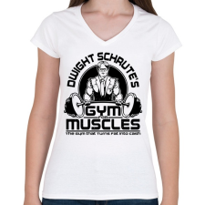 PRINTFASHION Dwight Schrute's Gym - Női V-nyakú póló - Fehér női póló