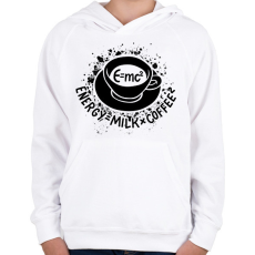 PRINTFASHION E=mc2, Energy=milkxcoffee2 - Gyerek kapucnis pulóver - Fehér