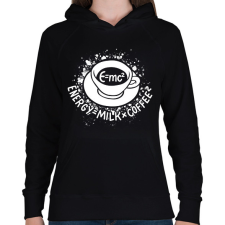 PRINTFASHION E=mc2, Energy=MilkxCoffee2 - Női kapucnis pulóver - Fekete női pulóver, kardigán