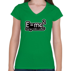 PRINTFASHION E=mc2 - Női V-nyakú póló - Zöld
