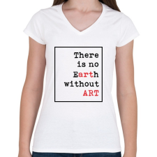 PRINTFASHION eARTh - Női V-nyakú póló - Fehér női póló