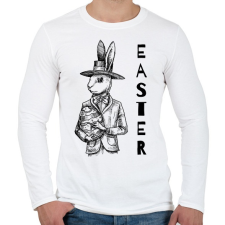 PRINTFASHION Easter - Elegáns nyúl - Férfi hosszú ujjú póló - Fehér férfi póló