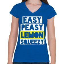 PRINTFASHION Easy peaasy - Női V-nyakú póló - Királykék női póló