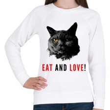 PRINTFASHION Eat and love - Női pulóver - Fehér női pulóver, kardigán