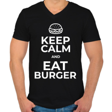 PRINTFASHION EAT BURGER - Férfi V-nyakú póló - Fekete