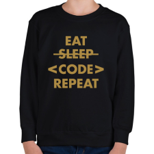 PRINTFASHION Eat, Code, Repeat - Gyerek pulóver - Fekete gyerek pulóver, kardigán