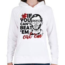 PRINTFASHION Eat 'em - Női kapucnis pulóver - Fehér