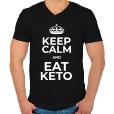 PRINTFASHION EAT KETO - Férfi V-nyakú póló - Fekete