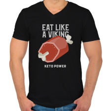 PRINTFASHION EAT LIKE A VIKING - Férfi V-nyakú póló - Fekete férfi póló