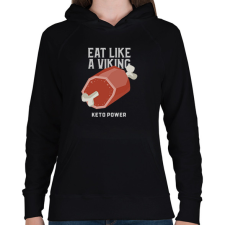 PRINTFASHION EAT LIKE A VIKING - Női kapucnis pulóver - Fekete női pulóver, kardigán