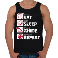 PRINTFASHION Eat, Sleep, Anime, Repeat - Férfi atléta - Fekete atléta, trikó