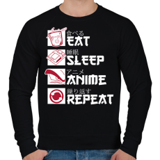 PRINTFASHION Eat, Sleep, Anime, Repeat - Férfi pulóver - Fekete