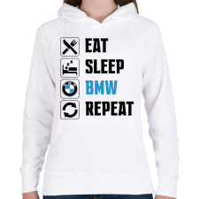 PRINTFASHION Eat Sleep Bmw - Női kapucnis pulóver - Fehér női pulóver, kardigán