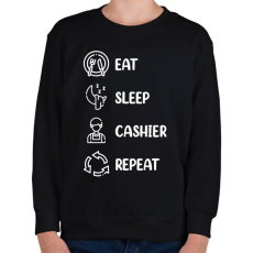 PRINTFASHION Eat, sleep, cashier, repeat - Gyerek pulóver - Fekete