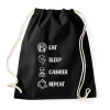 PRINTFASHION Eat, sleep, cashier, repeat - Sportzsák, Tornazsák - Fekete
