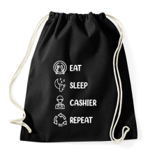 PRINTFASHION Eat, sleep, cashier, repeat - Sportzsák, Tornazsák - Fekete tornazsák