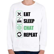 PRINTFASHION Eat, sleep, Chat, Repeat - Gyerek pulóver - Fehér