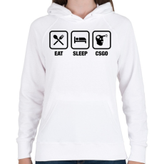 PRINTFASHION EAT SLEEP CSGO - Női kapucnis pulóver - Fehér