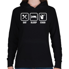 PRINTFASHION EAT SLEEP CSGO - Női kapucnis pulóver - Fekete női pulóver, kardigán