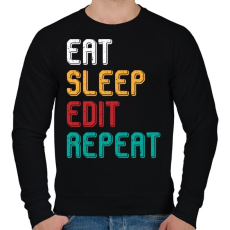 PRINTFASHION Eat, sleep, edit, repeat színes - Férfi pulóver - Fekete
