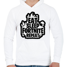 PRINTFASHION Eat Sleep Fortnite Repeat - Férfi kapucnis pulóver - Fehér