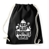 PRINTFASHION Eat Sleep Fortnite Repeat Style - Fehér - Sportzsák, Tornazsák - Fekete