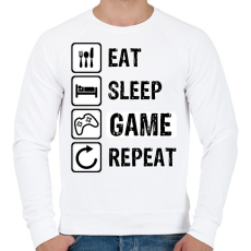 PRINTFASHION Eat, Sleep, Game, Repeat - Férfi pulóver - Fehér