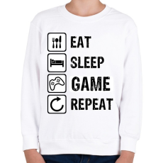PRINTFASHION Eat, Sleep, Game, Repeat - Gyerek pulóver - Fehér
