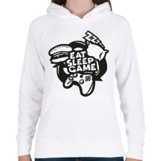 PRINTFASHION eat sleep game repeat - Női kapucnis pulóver - Fehér