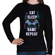 PRINTFASHION Eat sleep game repeat - Női pulóver - Fekete