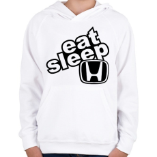 PRINTFASHION Eat Sleep Honda - Gyerek kapucnis pulóver - Fehér