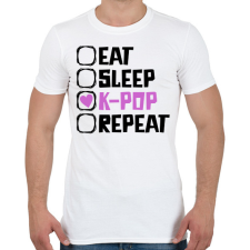 PRINTFASHION eat sleep kpop repeat - Férfi póló - Fehér férfi póló