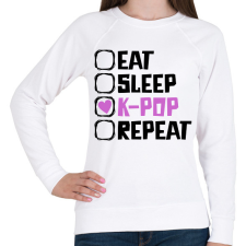 PRINTFASHION eat sleep kpop repeat - Női pulóver - Fehér női pulóver, kardigán